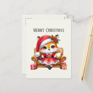 Festive Christmas add message fox Holiday Postcard