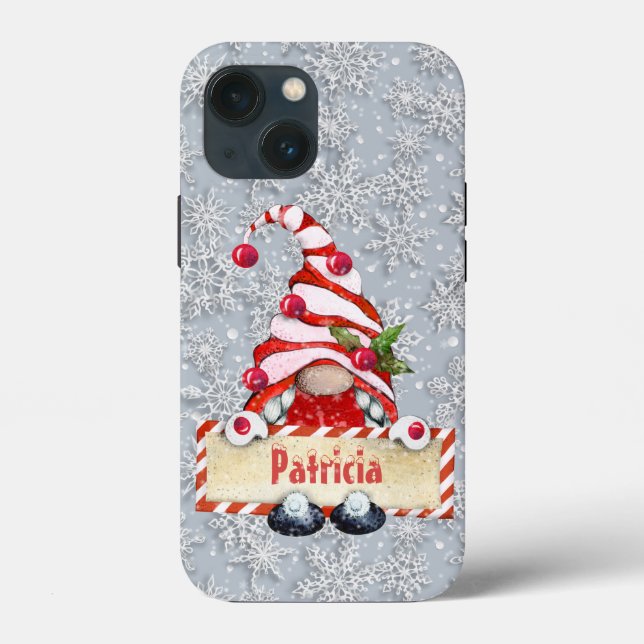 festive Christmas add name gnome Case-Mate iPhone Case (Back)