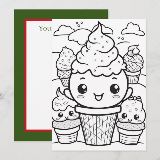 Festive Christmas add text ice cream Holiday Card (Front/Back)