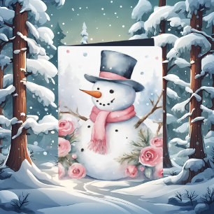 Festive Christmas add text snowman Card