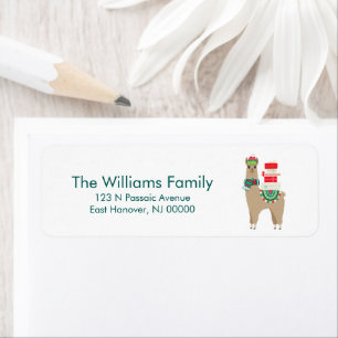 Festive Christmas Alpaca Return Address Label
