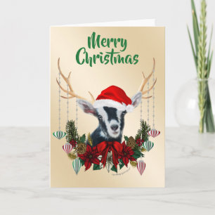 Festive Christmas Alpine Goat Kid Card