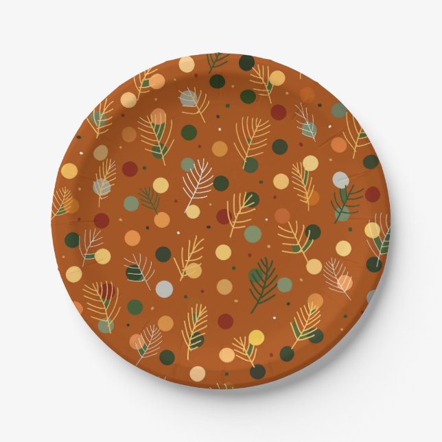 Festive Christmas and New Year pattern  Paper Plate (Front)