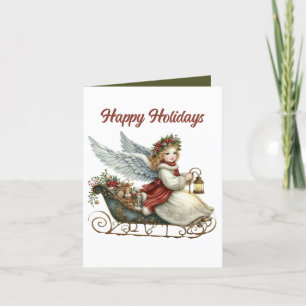Festive Christmas Angel add message Holiday Card