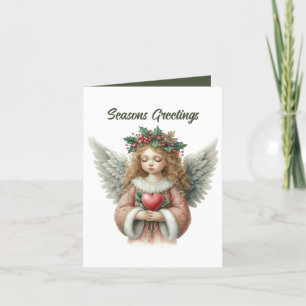 Festive Christmas Angel add message Holiday Card