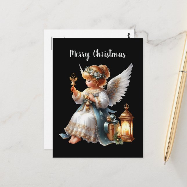 Festive Christmas Angel add message  Postcard (Front/Back In Situ)