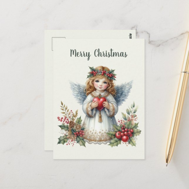 Festive Christmas Angel add message  Postcard (Front/Back In Situ)