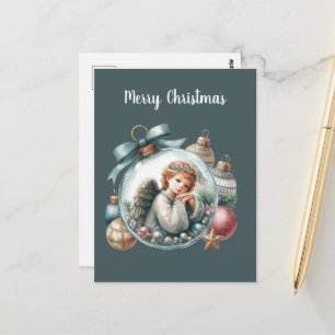 Festive Christmas Angel add message Postcard
