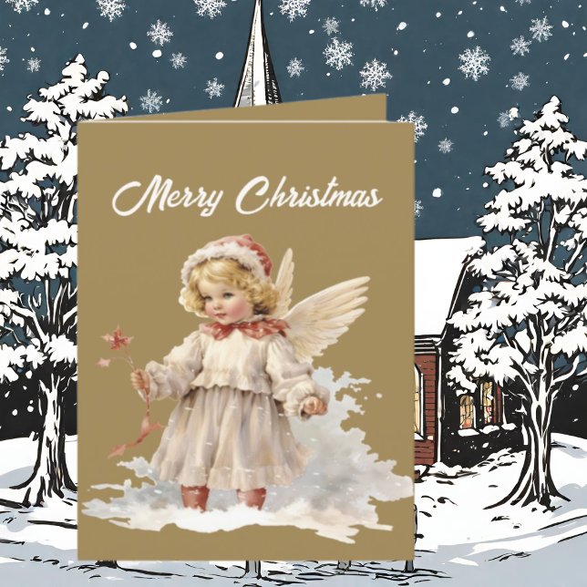 Festive Christmas Angel watercolor add text Holiday Card (Creator Uploaded)