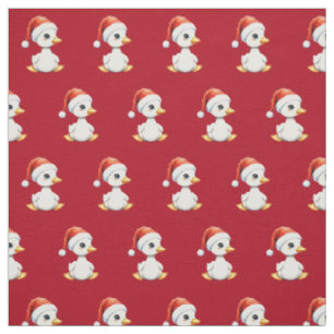 Festive Christmas Baby Goose with Santa Hat Red Fabric