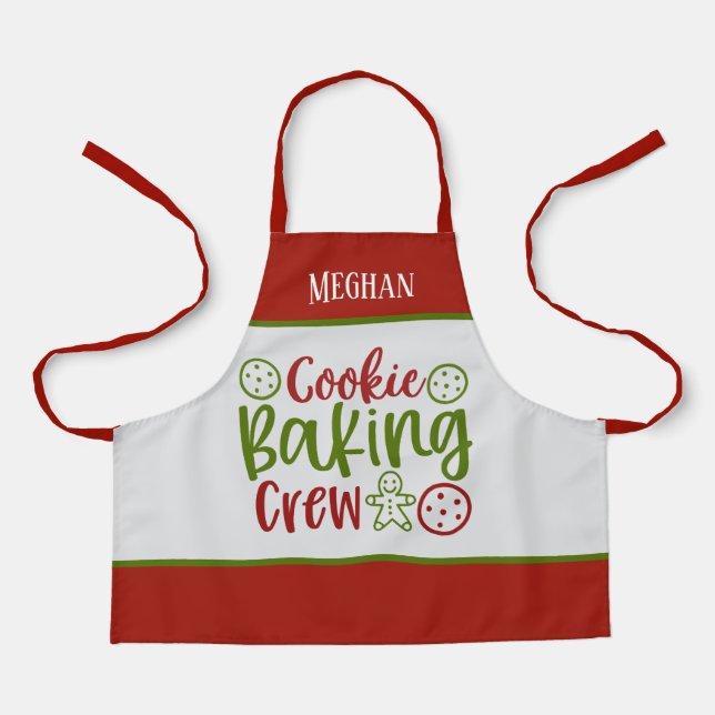 Festive Christmas baking crew add name Apron (Front)