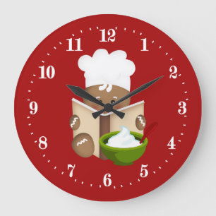 Festive Christmas baking gingerbread kitchen Large Clock