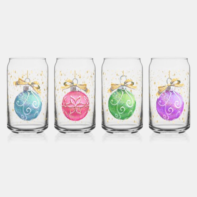 Festive Christmas Balls/Confetti | Can Glass Set 4 (Left)