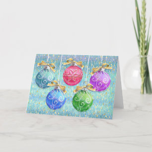 Festive Christmas Balls & Confetti Thank You Card