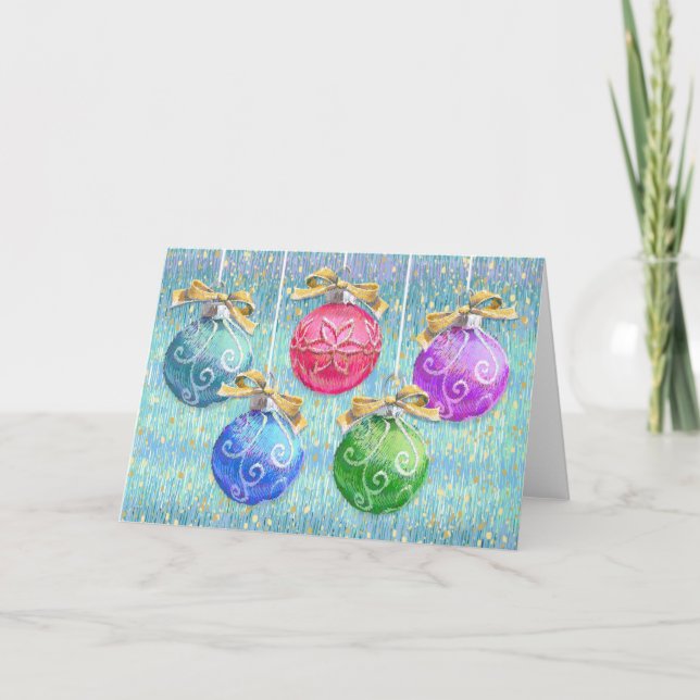 Festive Christmas Balls & Confetti Thank You Card (Front)
