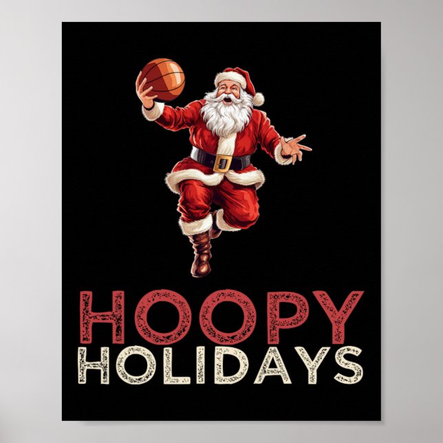 Festive Christmas Basketball Santa 1  Poster (Front)