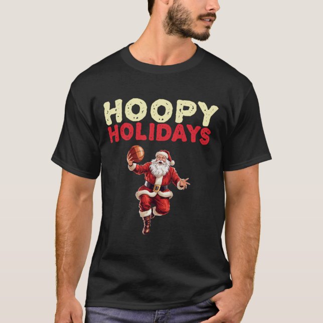 Festive Christmas Basketball Santa 2  T-Shirt (Front)