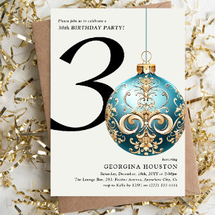 Festive Christmas Bauble 30th Birthday Party Invitation