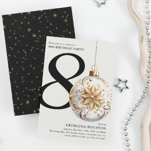 Festive Christmas Bauble 80th Birthday Party Invitation