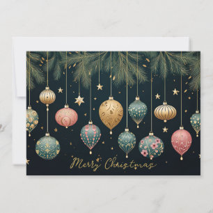 Festive Christmas Baubles Greeting Card