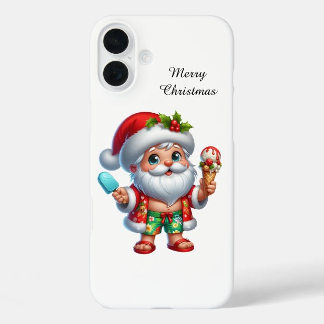 Festive Christmas beach customisable Santa Case-Mate iPhone Case (Back)