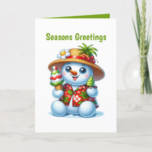 Festive Christmas beach customisable snowman Holiday Card