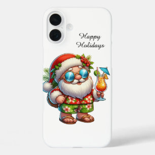 Festive Christmas beach customizable Santa iPhone 16 Plus Case