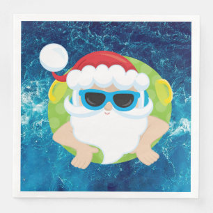 Festive Christmas beach Santa Holiday Napkin