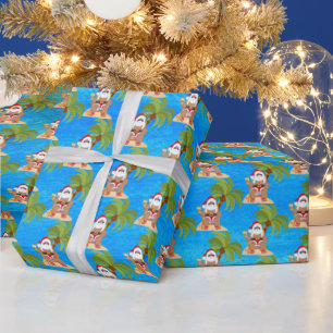 festive Christmas beach Santa party  Wrapping Paper