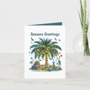 Festive Christmas beach scene customisable Holiday Card