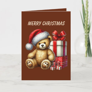 Festive Christmas bear add message Holiday Card