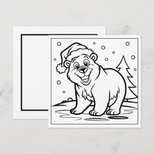 Festive Christmas bear colouring Holiday Card