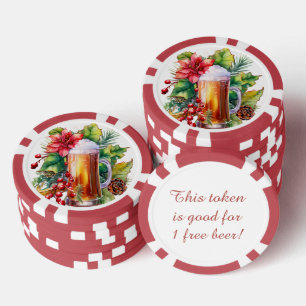 Festive Christmas beer free drink  Poker Chips