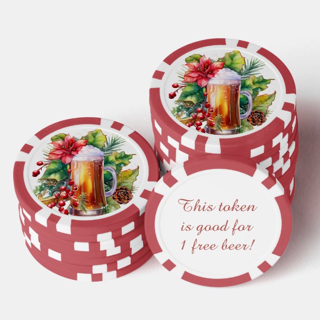 Festive Christmas beer free drink  Poker Chips (Stack)