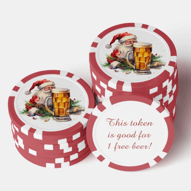 Festive Christmas beer free drink  Poker Chips (Stack)