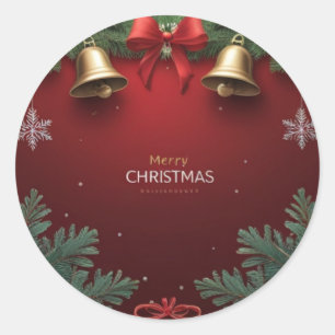 Festive Christmas Bells and Ornaments design Classic Round Sticker