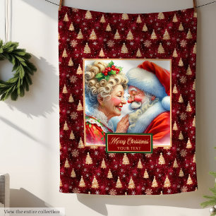 Festive Christmas Blanket Mr & Mrs Claus Keepsake