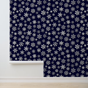 Festive Christmas blue white snowflake pattern Wallpaper