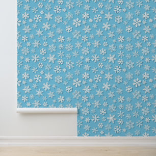 Festive Christmas blue white snowflake pattern  Wallpaper
