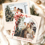 Festive Christmas Boho Red Bow Ribbon 2 Photo Holiday Card<br><div class="desc">Simply Elegant Stylish PHOTO Christmas Greeting Holiday Card.
 
Surprise and bring joy to your close ones and make the celebration unforgettable.

 For further customisation,  please click the "customise further" link and use our design tool to modify this template.</div>