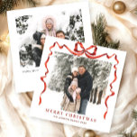 Festive Christmas Boho Red Bow Ribbon 2 Photo Holiday Card<br><div class="desc">Simply Elegant Stylish PHOTO Christmas Greeting Holiday Card.
 
Surprise and bring joy to your close ones and make the celebration unforgettable.

 For further customisation,  please click the "customise further" link and use our design tool to modify this template.</div>