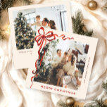Festive Christmas Boho Red Bow Ribbon 2 Photo Holiday Card<br><div class="desc">Simply Elegant Stylish PHOTO Christmas Greeting Holiday Card.
 
Surprise and bring joy to your close ones and make the celebration unforgettable.

 For further customisation,  please click the "customise further" link and use our design tool to modify this template.</div>