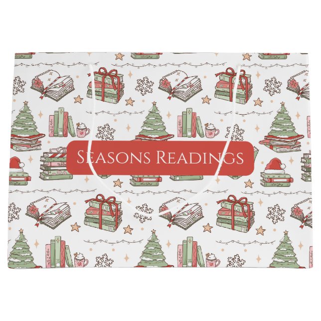 Festive Christmas Books Reading Medium Gift Bag (Front)