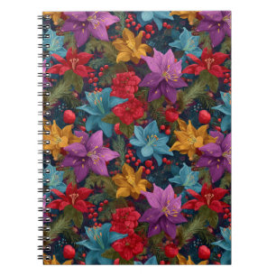 Festive Christmas Botanical Pattern Notebook