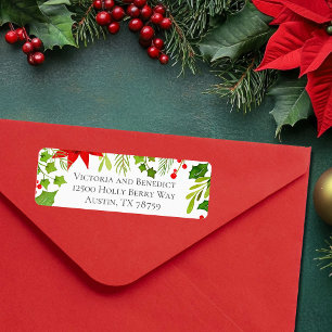 Festive Christmas Botanical Return Address Return Address Label