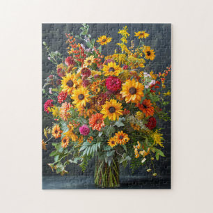 Festive Christmas Bouquet with Pine and Poinsettia Jigsaw Puzzle