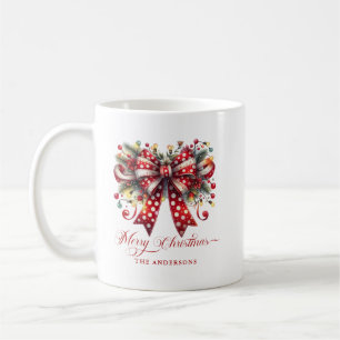 Festive Christmas Bow, Merry Christmas Typography Coffee Mug