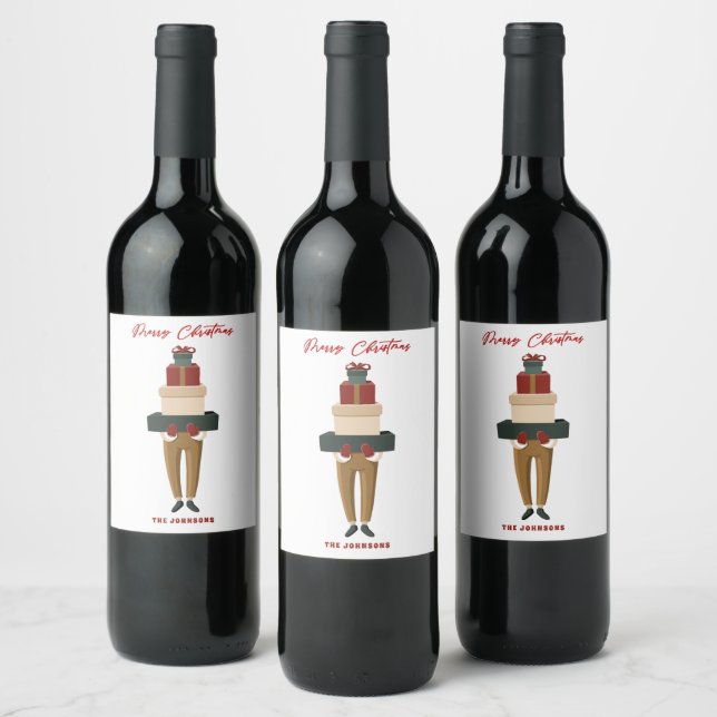 Festive Christmas Boxes  Wine Label (Bottles)