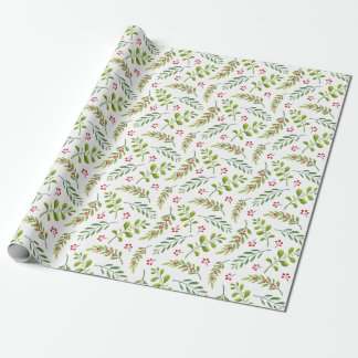 Festive Christmas Branches and Berries Wrapping Paper