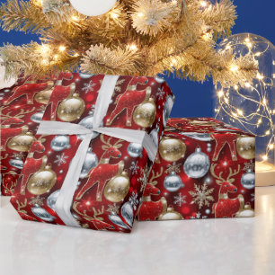 Festive Christmas bulbs reindeer tiled Wrapping Paper